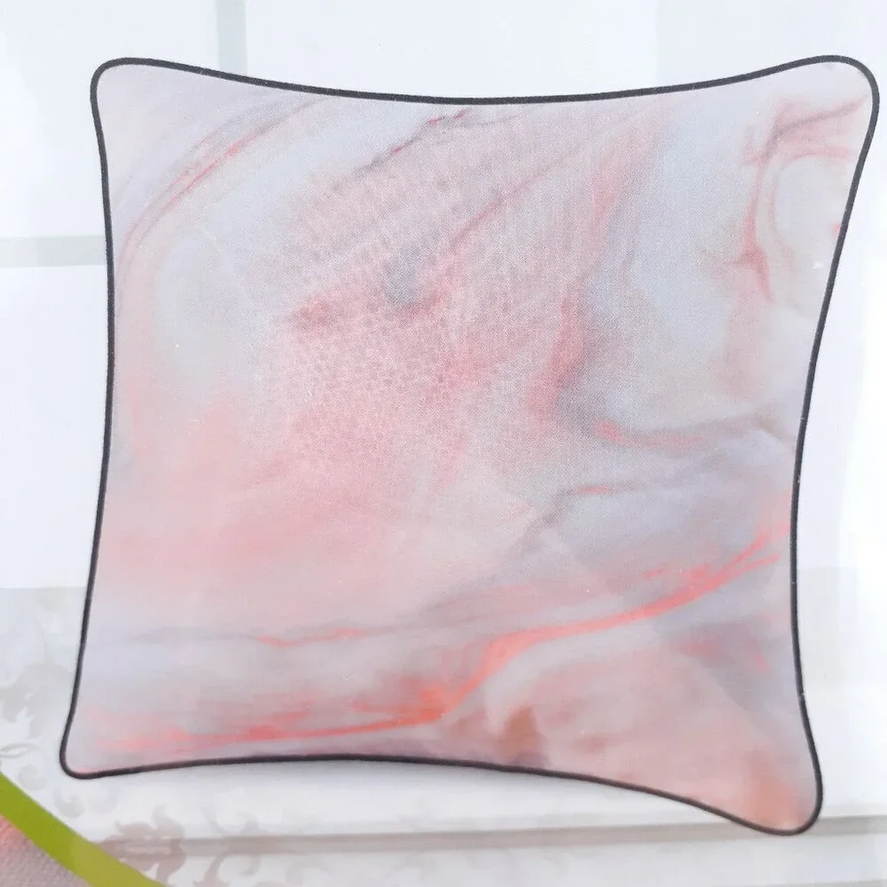 Decorative Pillow Cover 18x18 Orange Beige Marble